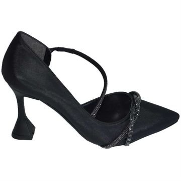 Kadın Sivri Uç Model İnce Topuk Stiletto - Siyah