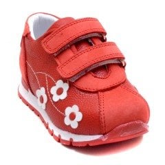 387-V Bebe Spor Çiçekli Ayakkabı - Kırmızı