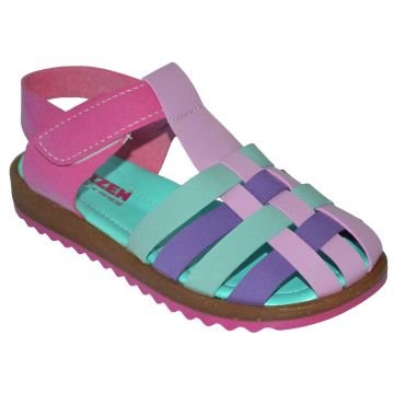 kapalı burun yazlık filet sandalet - Yeşil/Pembe/Lila