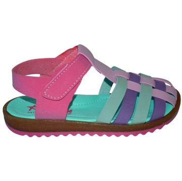 kapalı burun yazlık filet sandalet - Yeşil/Pembe/Lila