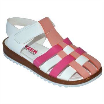 kapalı burun yazlık filet sandalet - Beyaz/Pembe/Yavruağzı