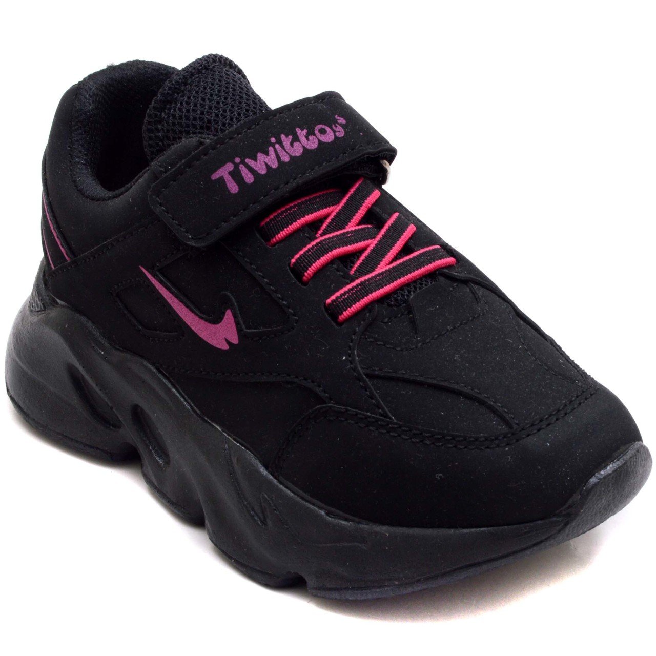 TFE-265 Çocuk Patik Spor Ayakkabı - Siyah/Pembe