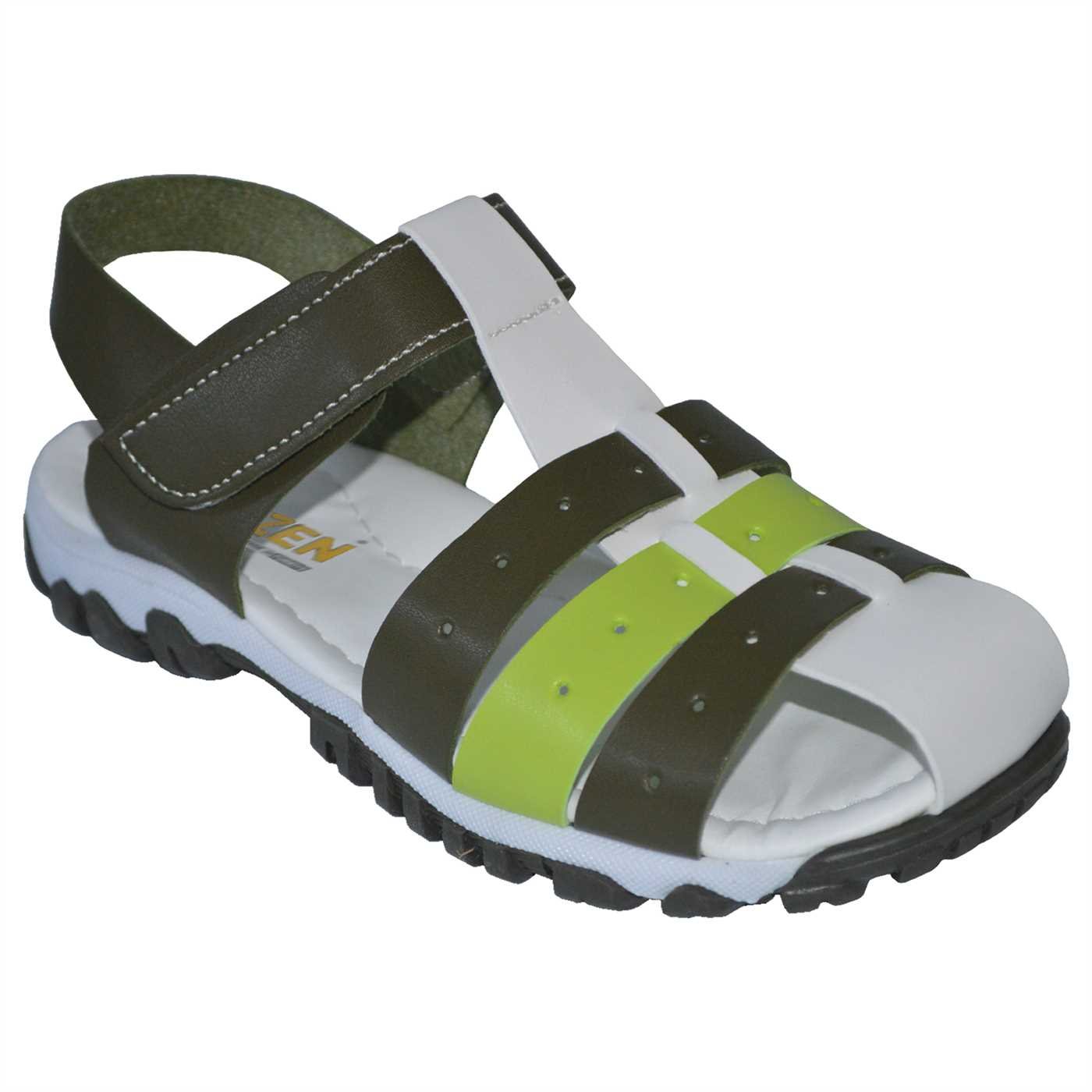 filet erkek çocuk sandalet - haki/beyaz/yeşil