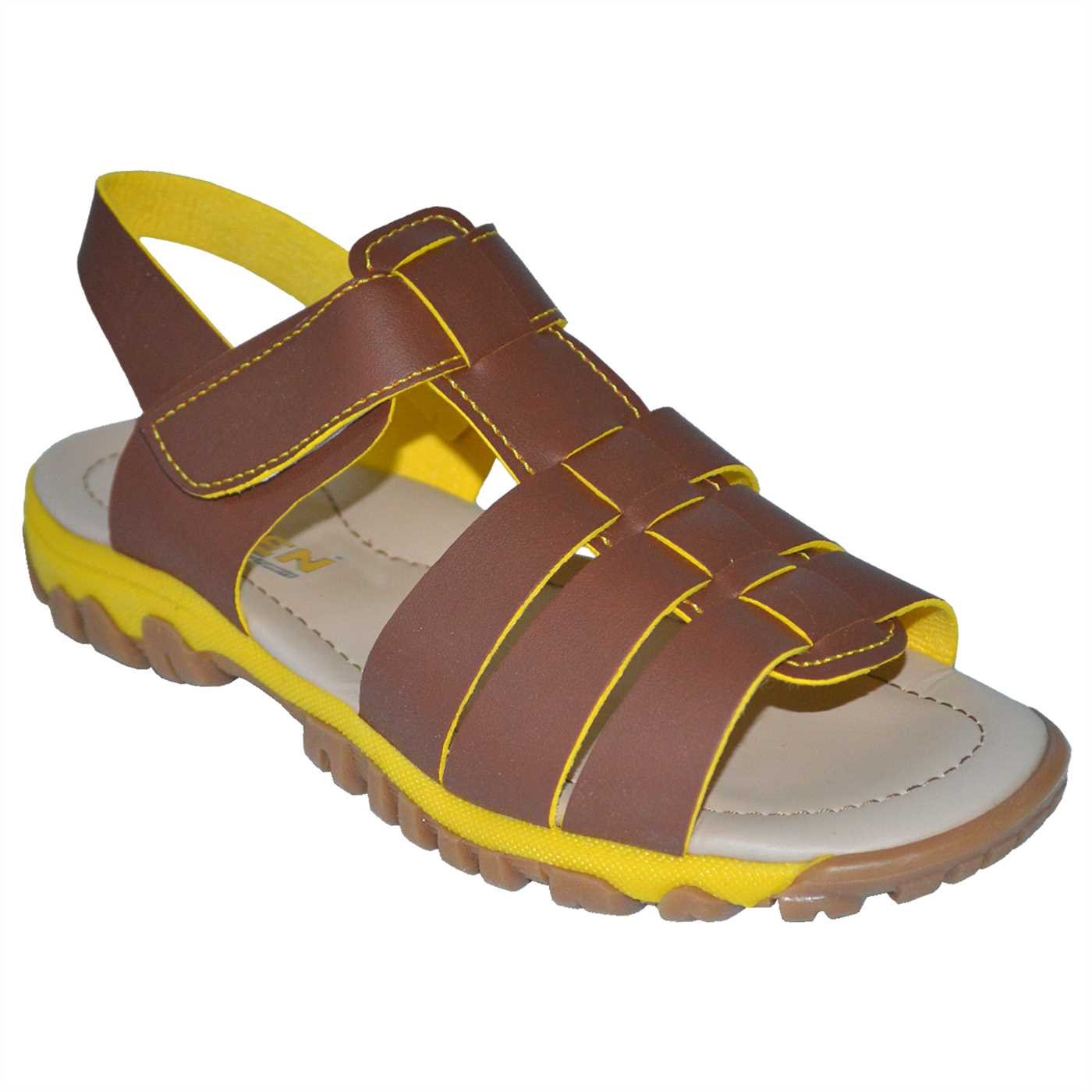 filet erkek çocuk sandalet - kahverengi/sarı