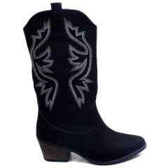 85-WR Kovboy Model Kışlık Kadın Çizme - Siyah