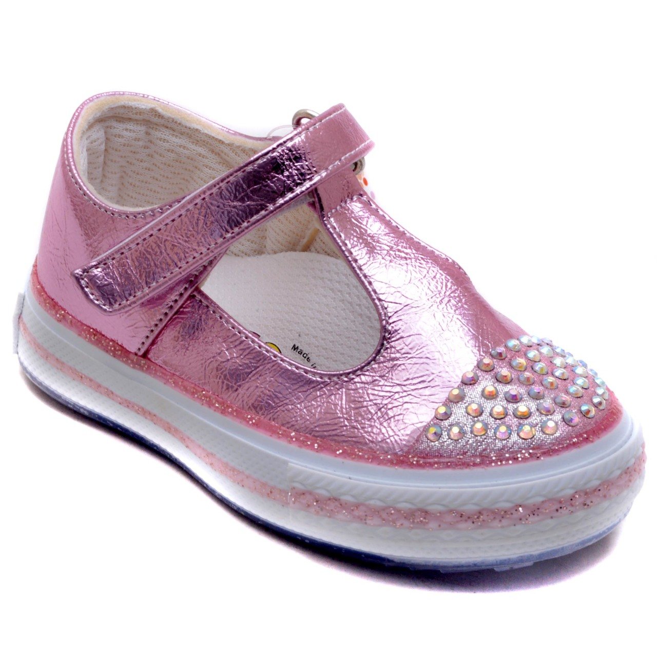 A-42 Bebe Taşlı Okulluk Ayakkabı - Pembe