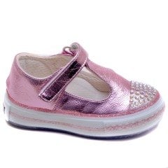 A-42 Bebe Taşlı Okulluk Ayakkabı - Pembe