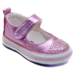 A-43 Bebe Taşlı Okulluk Ayakkabı - Pembe