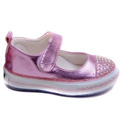 A-43 Bebe Taşlı Okulluk Ayakkabı - Pembe