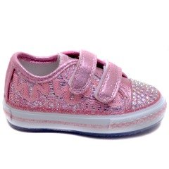 A-45 Bebe Taşlı Desenli Spor Ayakkabı - Pembe