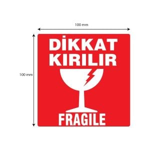 Dikkat Kırılır Etiketi 500 Adetli Kuşe 10x 10 cm