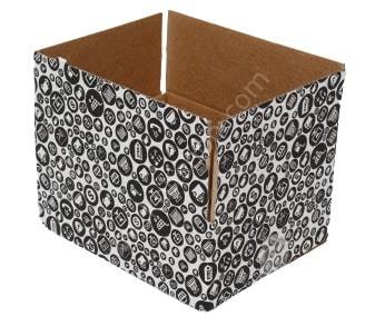 Siyah Alışveriş Desenli Tek Oluklu Koli 25x20x10 cm