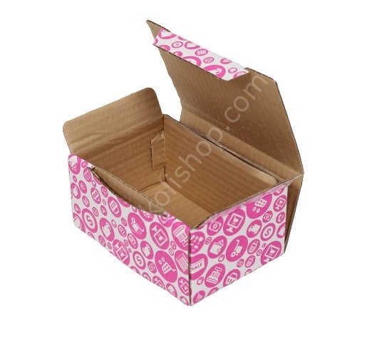 Alışveriş Desenli Kutu 15.5x11x7.5 cm - Pembe