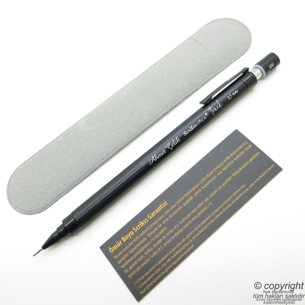 Scrikss İsme Özel Track Versatil Kalem 0.5 Gri + Kadife Kılıf | İsme Özel Kalem