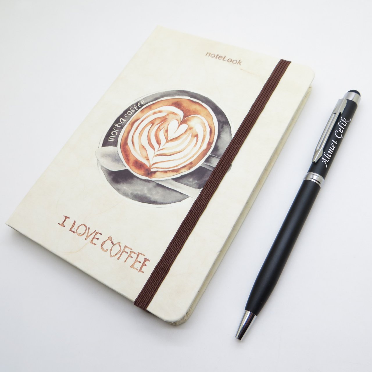 Scrikss Notelook Mocha Coffee Defter + İsme Özel Kalem | İsme Özel Hediyelik Set