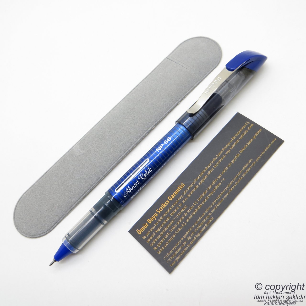 Scrikss İsme Özel NP68 İğne Uçlu 0.5mm Mavi Kalem 1 Adet | Scrikss Kalem | İsme Özel Kalem | Hediyelik Kalem