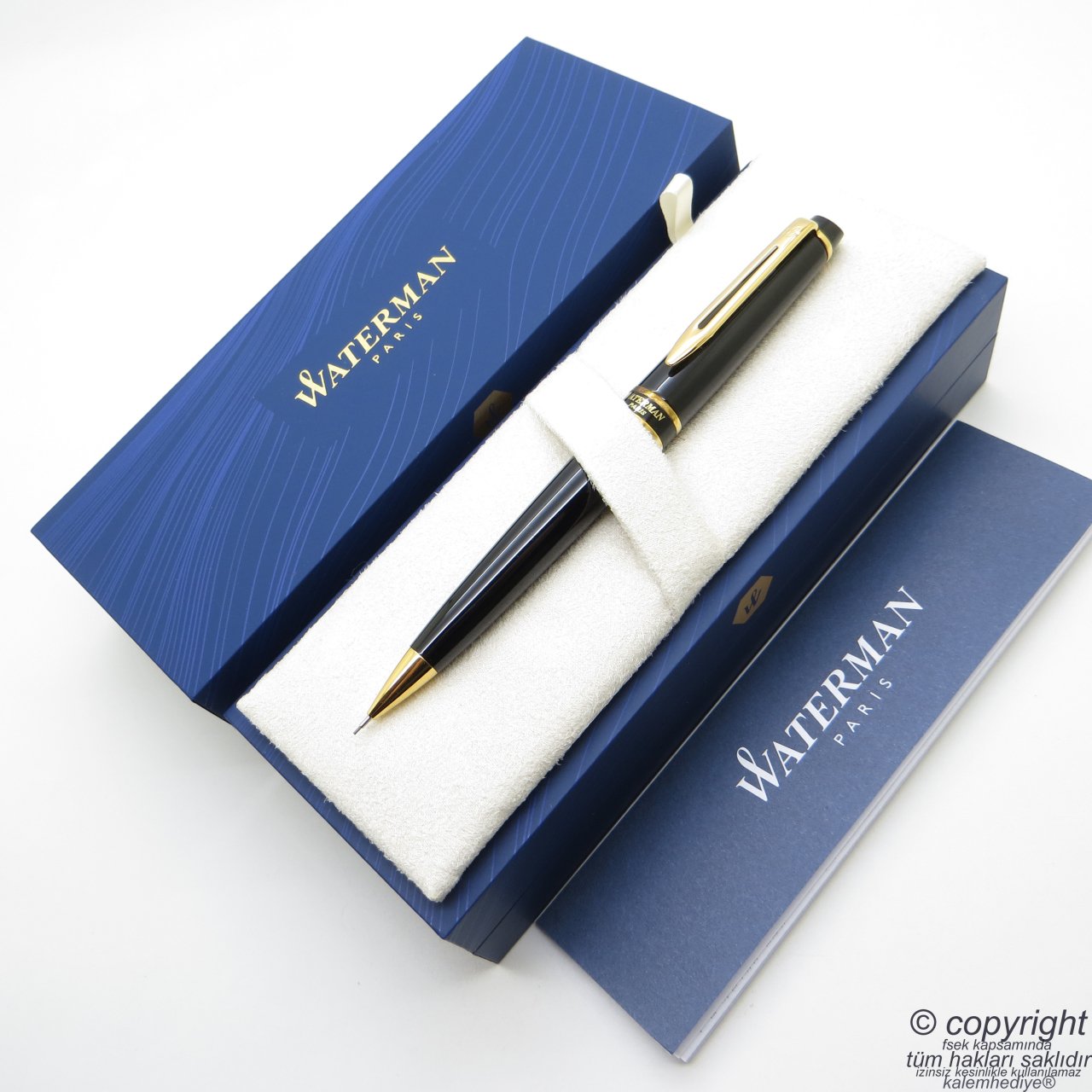 Waterman Expert 3 Parlak Siyah Altın Versatil Kalem + Deri Kılıflı Hediyelik Set | İsme Özel Kalem | Hediye Kalem