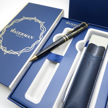 Waterman Expert 3 Parlak Siyah Altın Versatil Kalem + Deri Kılıflı Hediyelik Set | İsme Özel Kalem | Hediye Kalem