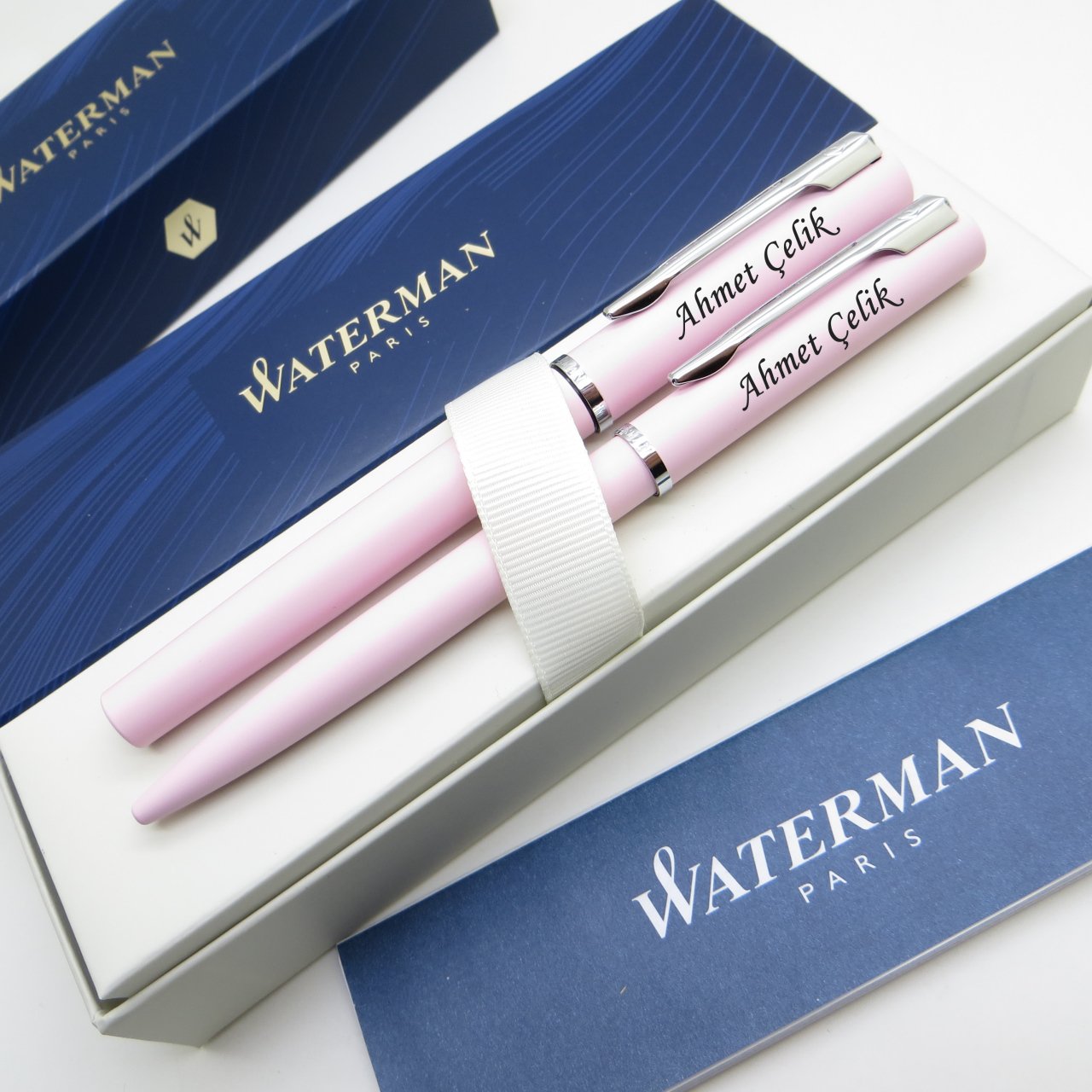 Waterman Allure Pastel Pembe Dolma Kalem + Tükenmez Kalem Set | İsme Özel Kalem | Hediye Kalem