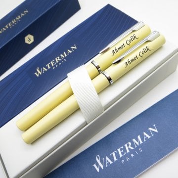 Waterman Allure Pastel Sarı Dolma Kalem + Roller Kalem Set | İsme Özel Kalem | Hediye Kalem