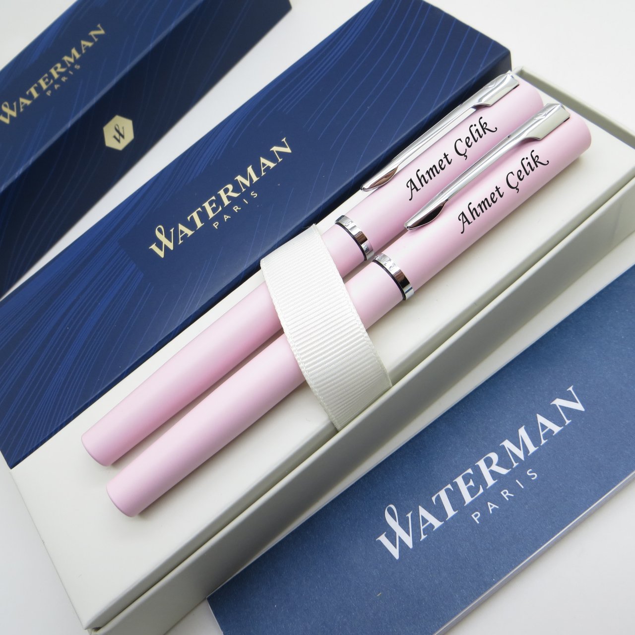 Waterman Allure Pastel Pembe Dolma Kalem + Roller Kalem Set | İsme Özel Kalem | Hediye Kalem