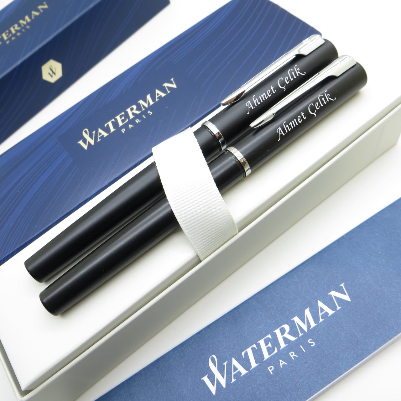 Waterman Allure Siyah Dolma Kalem + Roller Kalem Set | İsme Özel Kalem | Hediye Kalem