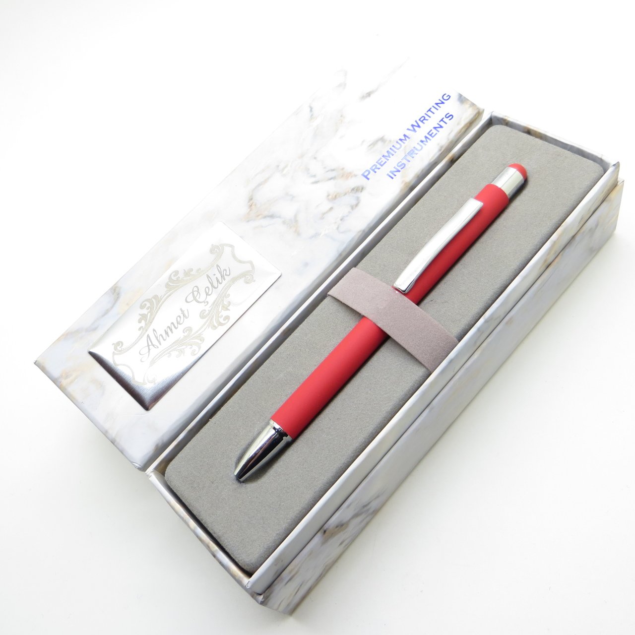 Wings Marble T535 Kırmızı Touch Tükenmez Kalem | İsme Özel Kalem | Hediyelik Kalem