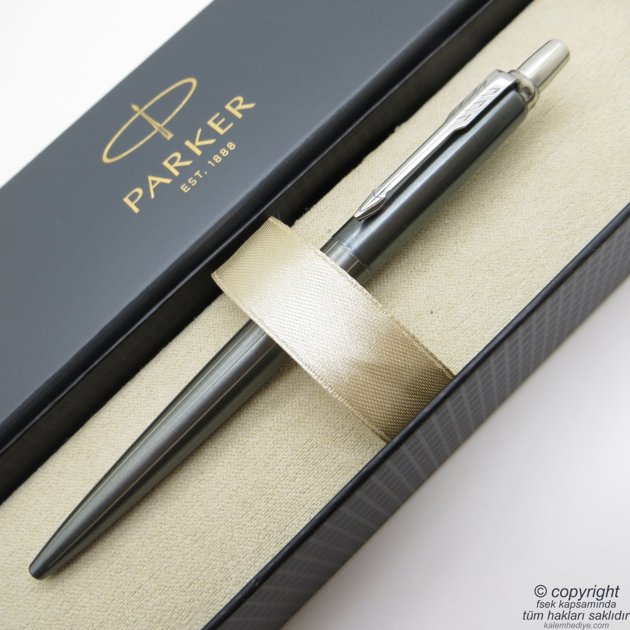 Parker Jotter Premium Gri Çizgili Tükenmez Kalem | İsme Özel Kalem | Hediyelik Kalem