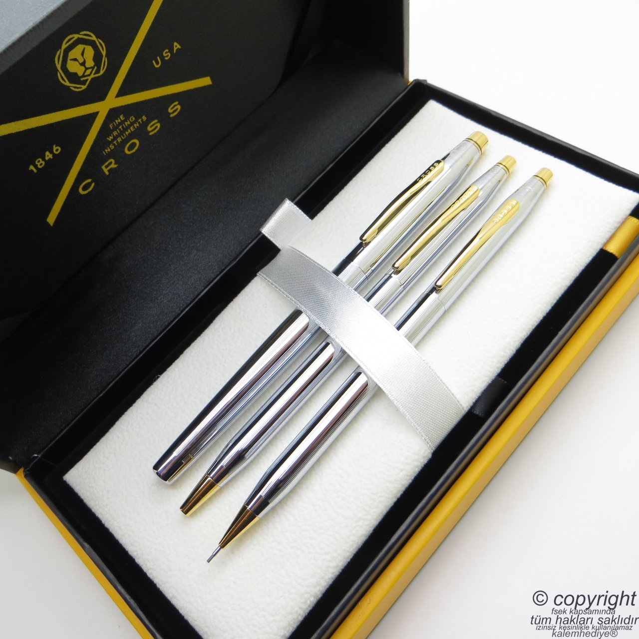 Cross 3'lü Kalem Seti - Klasik Century Medalist Altın Roller + Tükenmez + Versatil Kalem Seti | Cross Kalem | İsme Özel Kalem