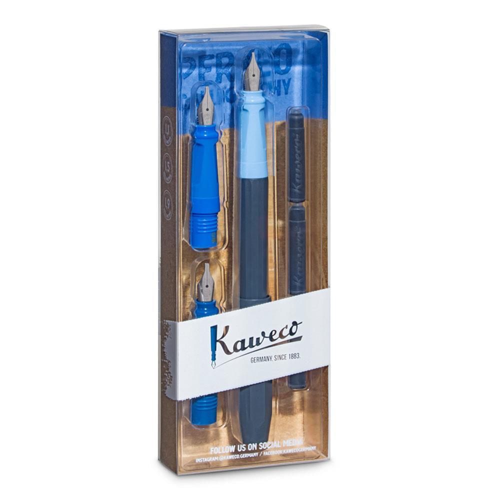 Kaweco 10002092 Perkeo Kaligrafi Seti Mavi (1.1 mm Perkeo kalem, 1.5 mm ve 1.9 mm seksiyon, 3 adet siyah kartuş) | İsme Özel Kalem
