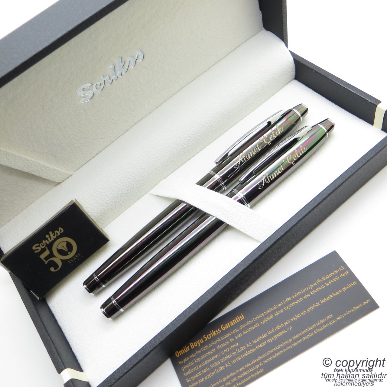 Scrikss 35 Titanyum Dolma Kalem + Roller Kalem Seti | Scrikss Noble | İsme Özel Kalem | Hediye Kalem
