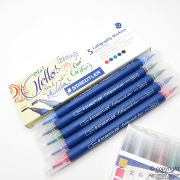 Staedtler 3002 C5 Çift Taraflı Calligraphy Kaligrafi Kalemi 5 Renk Set