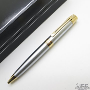 Sheaffer 300 Brushed Krom Altın Tükenmez Kalem | İsme Özel Kalem