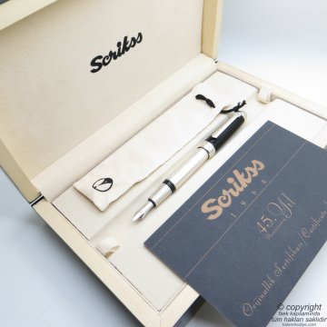 Scrikss 1964 45. Yıl Kalemi Gümüş Dolma Kalem Ahşap Kutulu | İsme Özel Kalem | Hediyelik Kalem