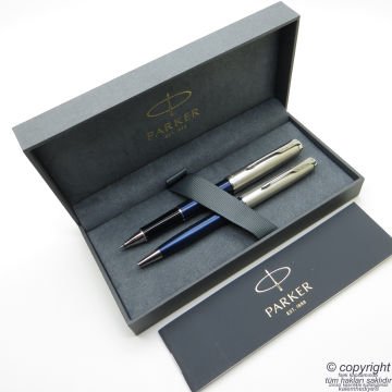 Parker Sonnet Essential Mavi CT Roller Kalem + Tükenmez Kalem Set | İsme Özel Kalem | Hediyelik Kalem