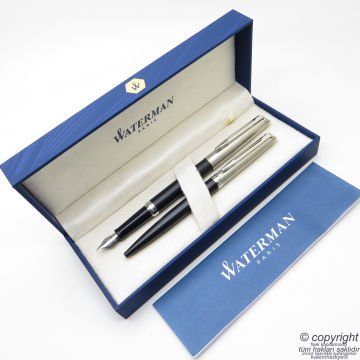 Waterman Hemisphere Essential Siyah CT Dolma Kalem + Tükenmez Kalem Set | İsme Özel Kalem | Hediye Kalem