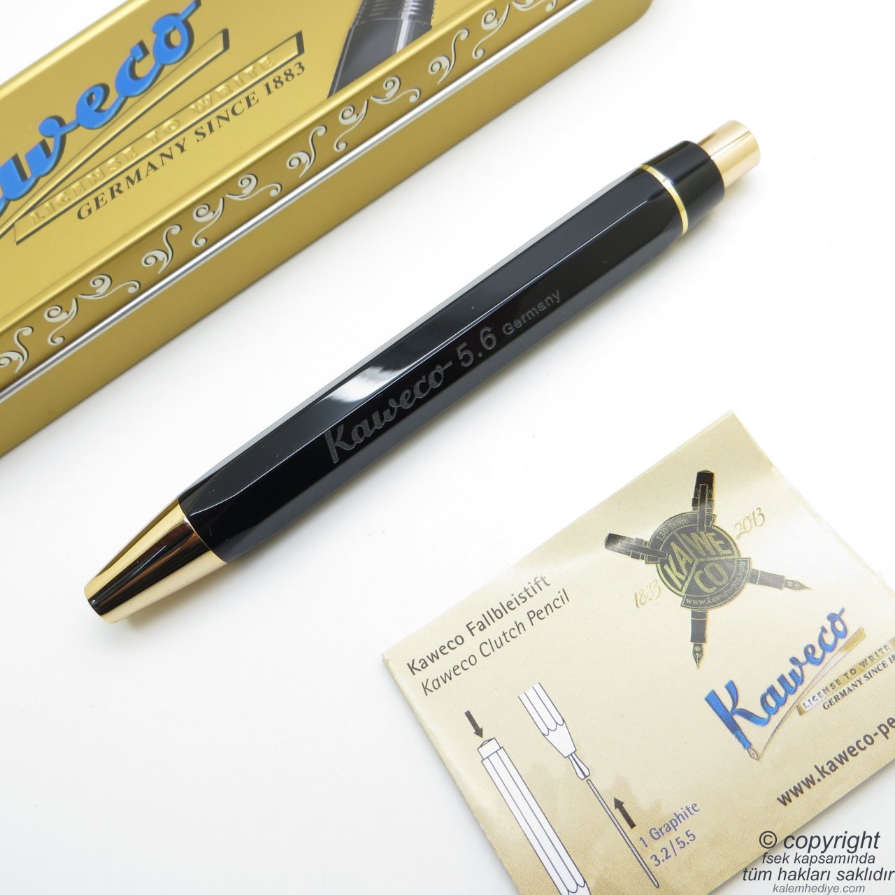 Kaweco Sketch Up 10000945 5.6 Versatil Kalem Siyah Altın | İsme Özel Kalem