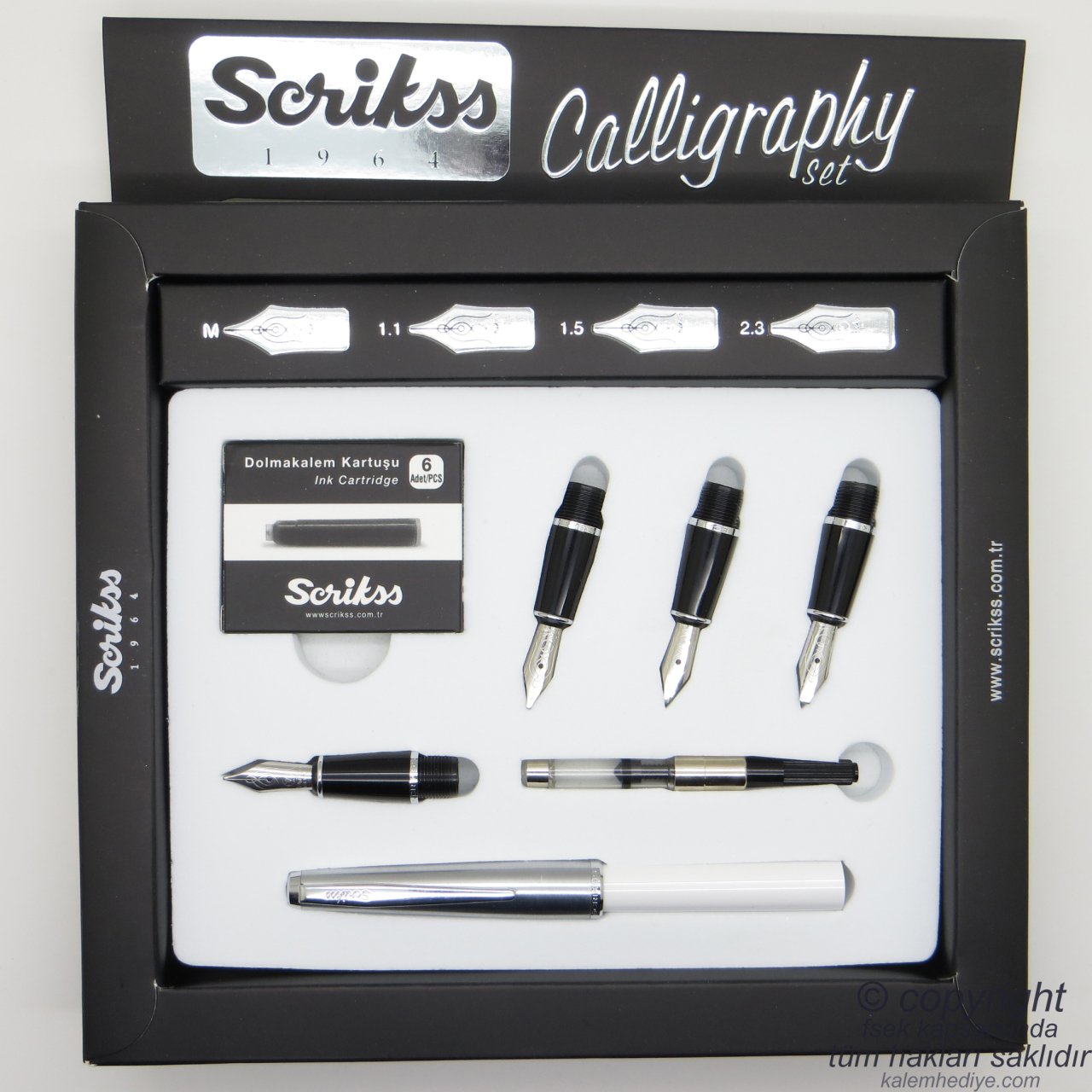 Scrikss Kaligrafi Seti Metal - Beyaz | Scrikss Calligraphy | İsme Özel Kalem | Hediye Kalem