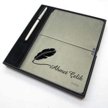 Scrikss İsme Özel Verona Defter & İsme Özel Scrikss Metal Roller Kalem Seti (Öğretmenler Günü veya başka bir mesaj işlenebilir)