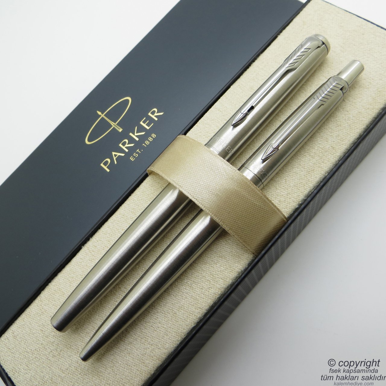 Parker Jotter SS CT Dolma Kalem + Tükenmez Kalem Set | Parker Kalem | İsme Özel Kalem | Hediyelik Kalem