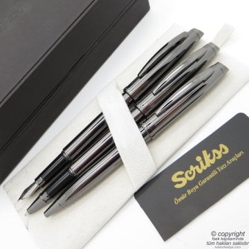 Scrikss 39 3'lü Set Titanyum | Dolma Kalem + Roller Kalem + Tükenmez Kalem Set | Scrikss Oscar | İsme Özel Kalem | Hediyelik Kalem