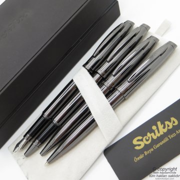 Scrikss 39 4'lü Set Titanyum | Dolma Kalem + Roller Kalem + Tükenmez Kalem + Versatil Kalem Seti | Scrikss Oscar | İsme Özel Kalem | Hediyelik Kalem