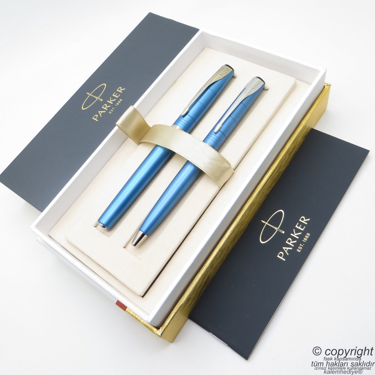 Parker Latitude Mavi Dolma Kalem + Tükenmez Kalem | İsme Özel Kalem