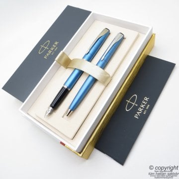 Parker Latitude Mavi Dolma Kalem + Tükenmez Kalem | İsme Özel Kalem