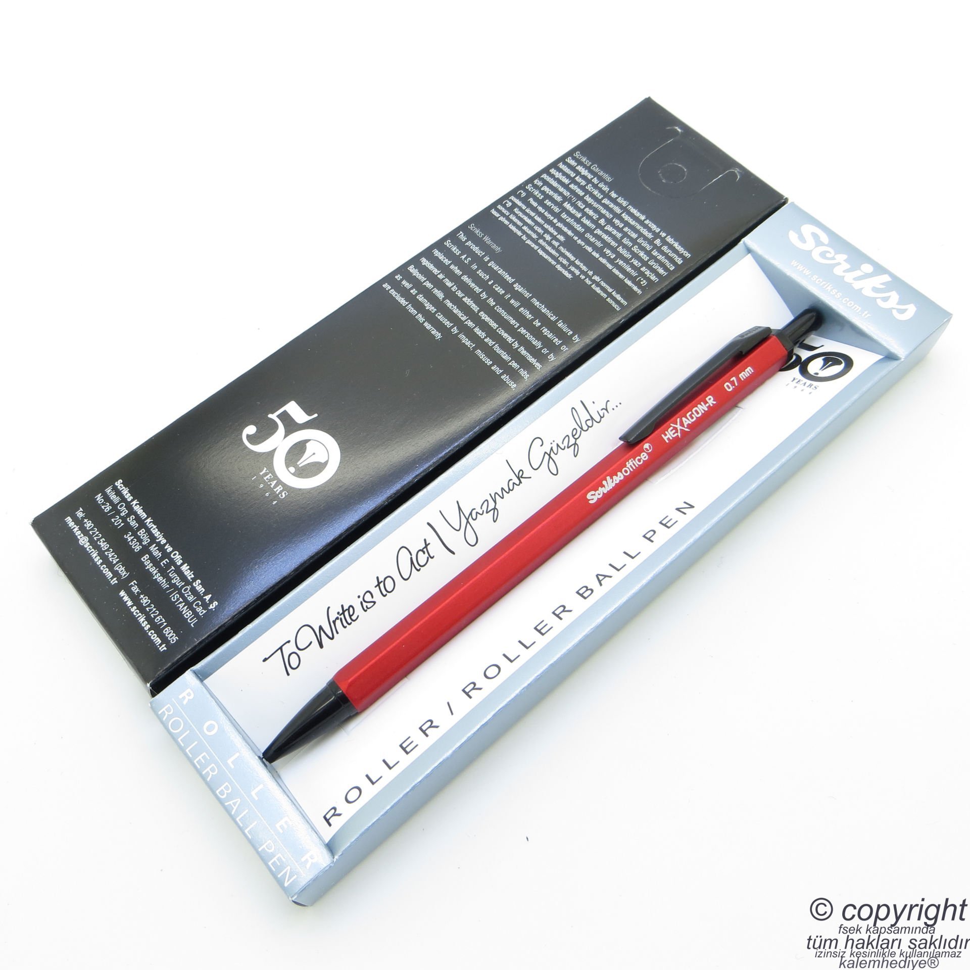 Scrikss Hexagon-R 0.7mm Kırmızı Kılıflı Versatil Kalem | İsme Özel Kalem