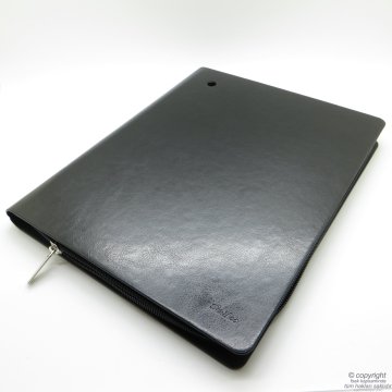 Scrikss İsme Özel Deri Tablet Portföy Hediye Seti MD-563 Siyah | A4 Deri Defter + Touch Kalem | Scrikss Kalem | İsme Özel Kalem | Hediyelik Set