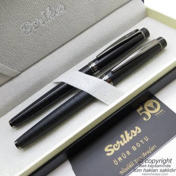 Scrikss 38 Mat Siyah Dolma Kalem + Roller Kalem Set | İsme Özel Kalem | Hediye Kalem
