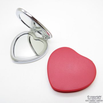 İsme Özel El Aynası Kırmızı Kalp 225 | Hediyelik Makyaj Aynası