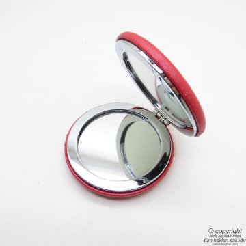 İsme Özel El Aynası Kırmızı Simit 234 | Hediyelik Makyaj Aynası