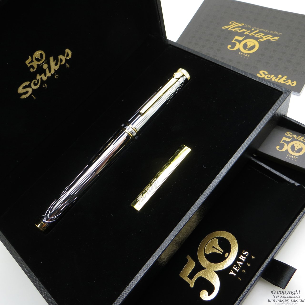 Scrikss Heritage Roller Kalem Gold Krom 50.Yıl | Scrikss Kalem | İsme Özel Kalem | Hediyelik Kalem
